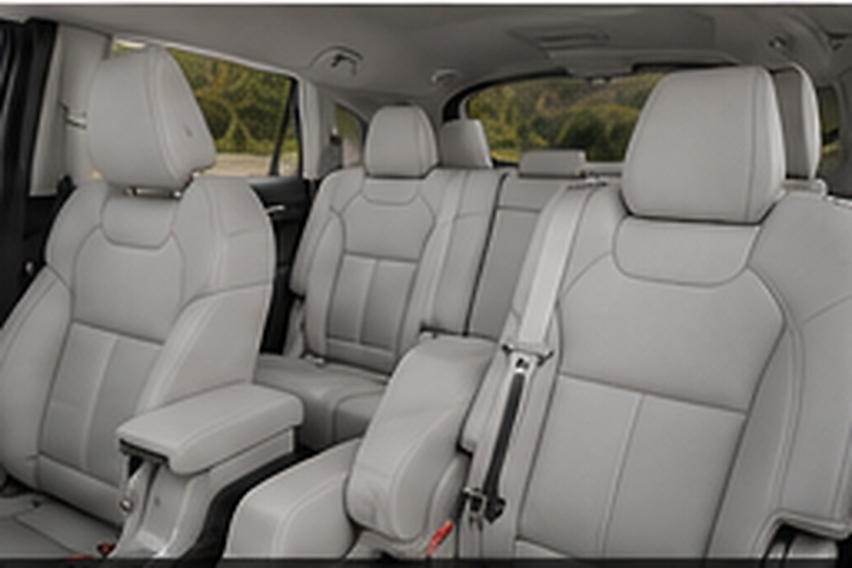 Acura MDX second-row light gray leather seating